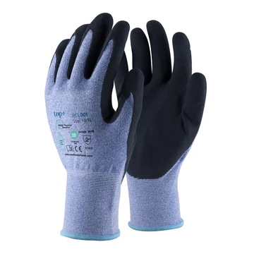 TOP RCL001 újrahasznosított PE spandex védőkesztyű homokos latex bevonattal