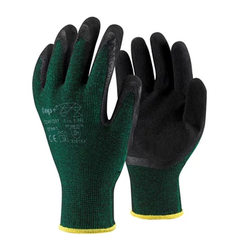 TOP COMFORT latex mártott védőkesztyű fekete érdesített tenyérrel