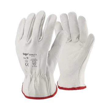 Védőkesztyű A minőség kecskebőr gumírozott mandzsetta TOP GORUC-A, fehér/prios, 10