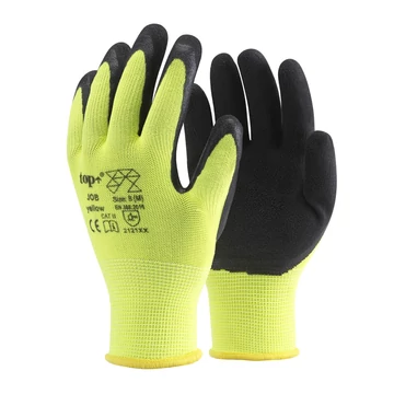 TOP JOB latex habba mártott védőkesztyű érdesített tenyérrel