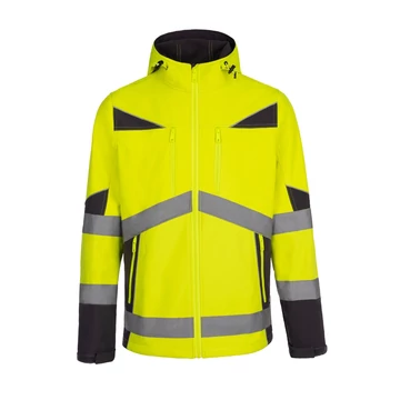 Munkakabát softshel jólláthatósági, 100% poliészter, fényvisszaverő csíkok, állítható mandzsetta, fluosárga, 2XL