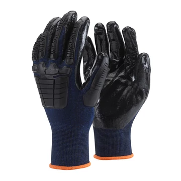 Védőkesztyű csúszásmentes TOP SHIELD-M NITRIL/TPE, fekete/kék, M