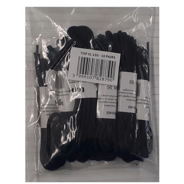 Cipőfűző 120cm hosszú hengeres strapabíró (100%nylon) TOP, fekete