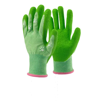 Kesztyű gyerek TOP SMILEY latex mártás, gumírozott mandzsetta, zöld, 3XS