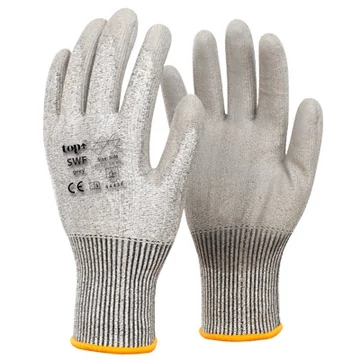 TOP SWF PU mártott vágásbiztos kesztyű acélszálas megerősítéssel