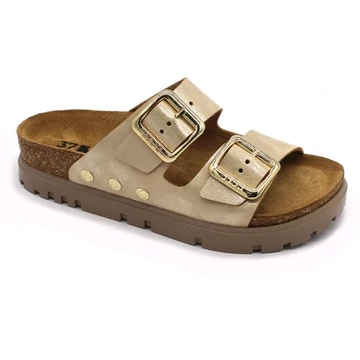 6010 LEON Comfort női bőr papucs arany 36