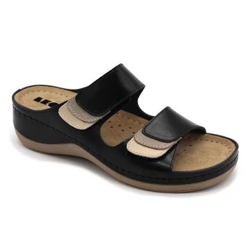 904 LEON Comfort női bőr papucs fekete 35
