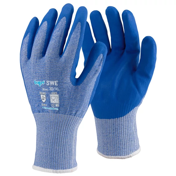 TOP SWE vágásbiztos kesztyű nitril mikrohabos tenyérrel