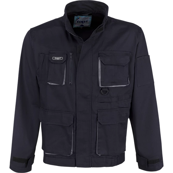 Munkakabát dzseki fazonú rejtett húzózáras nyolc zseb TOP016, sötétkék, 3XL