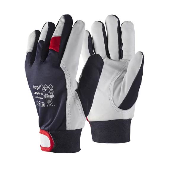 TOP LASAV-W báránybőr védőkesztyű téli béléssel és gumírozott tépőzáras mandzsettával