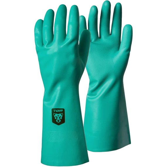 TOP NISTORM nitril védőkesztyű zöld színben, strapabíró munkakesztyű
