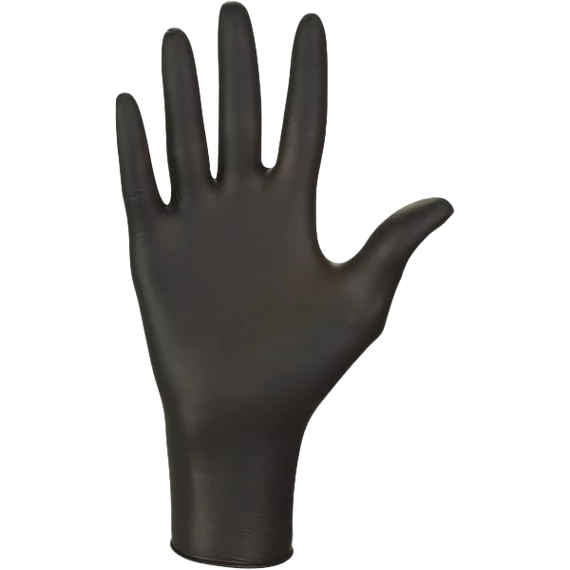 Védőkesztyű egyszerhasználatos púdermentes nitril TOP NITRAX 100db/doboz, fekete, L