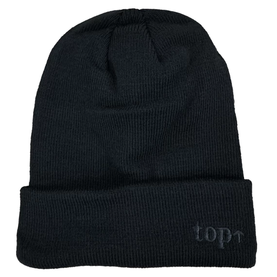 TOP CAP Sapka - Black fekete színben akril klasszikus kötött sapka