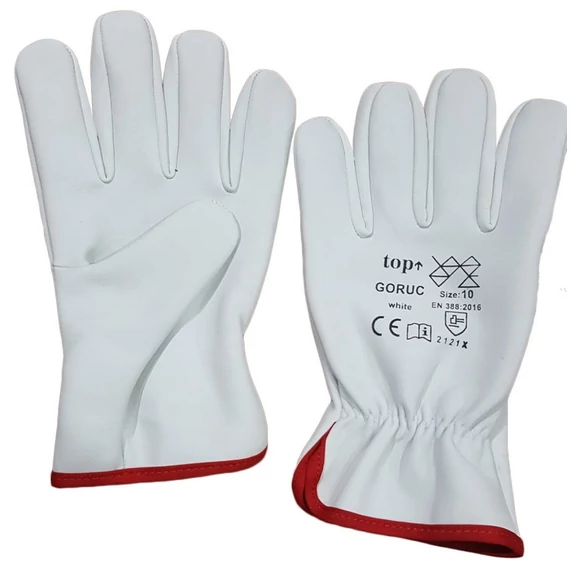 TOP GORUC puha kecskebőr védőkesztyű gumírozott mandzsettával
