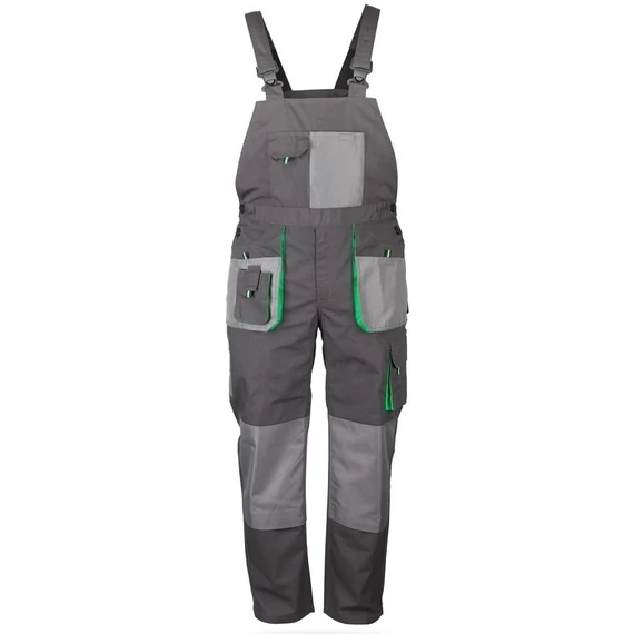 Nadrág kantáros (65%poliészter) TOP GREEN BIBPANTS, szürke, 3XL