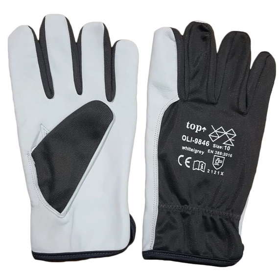 TOP LASARC báránybőr védőkesztyű szellőző pamut kézháttal és gumírozott mandzsettával
