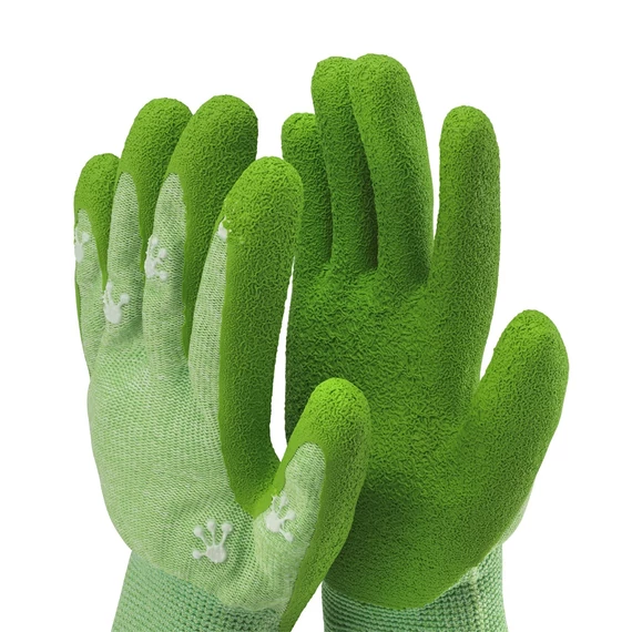Kesztyű gyerek TOP SMILEY latex mártás, gumírozott mandzsetta, zöld, 3XS