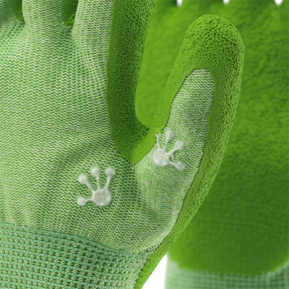 Kesztyű gyerek TOP SMILEY latex mártás, gumírozott mandzsetta, zöld, 3XS