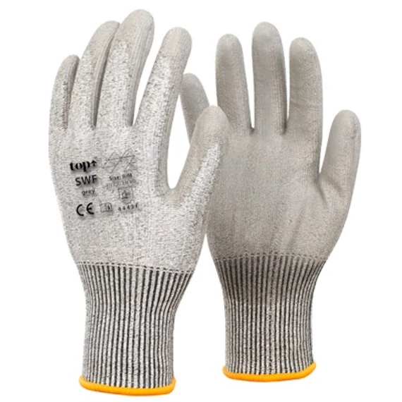 TOP SWF PU mártott vágásbiztos kesztyű acélszálas megerősítéssel