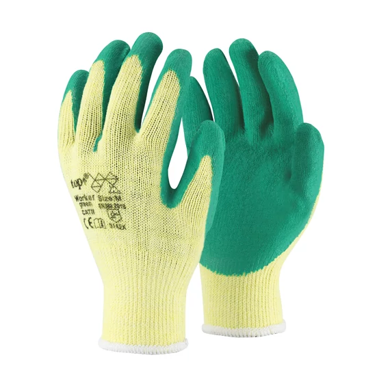 TOP Worker (LX600) latex mártott védőkesztyű csúszásbiztos, kevertszálas alapanyag