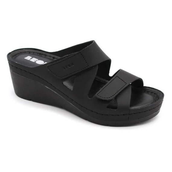 1004 LEON Comfort női bőr papucs fekete 36