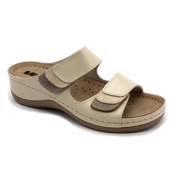 904 LEON Comfort női bőr papucs bézs 35