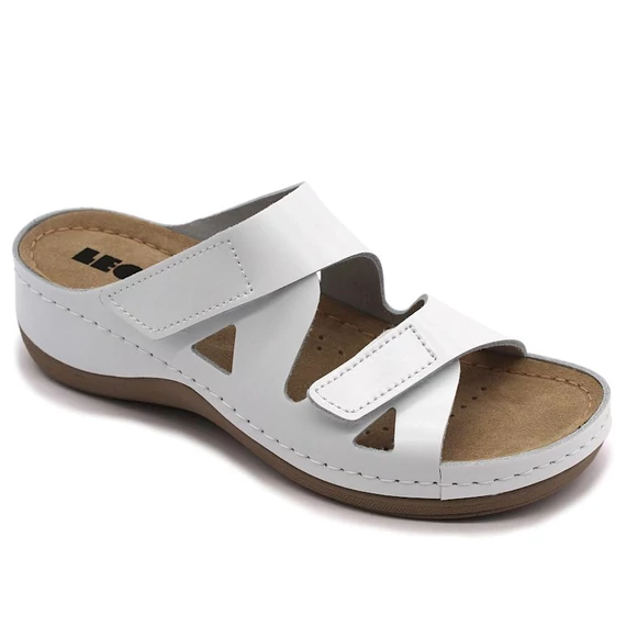 906 LEON Comfort női bőr papucs fehér 35