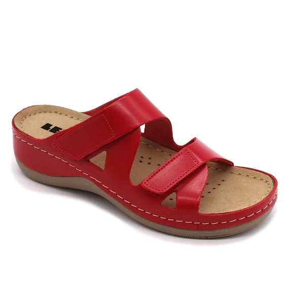 906 LEON Comfort női bőr papucs piros 39