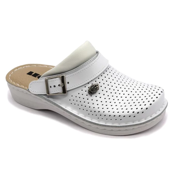 V202 LEON Comfort női bőr klumpa fehér 36